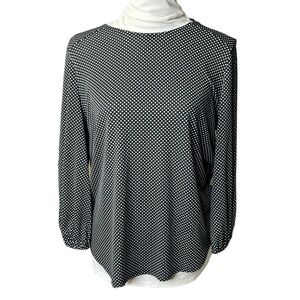 NEW Adrianna Papell slinky knit top polka dot black white Size Medium